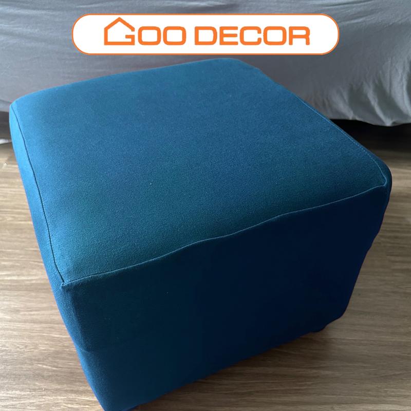 Vỏ đôn vuông GOO Decor màu trơn, bọc đôn sofa vải thun sữa mềm mại co giãn 4 chiều
