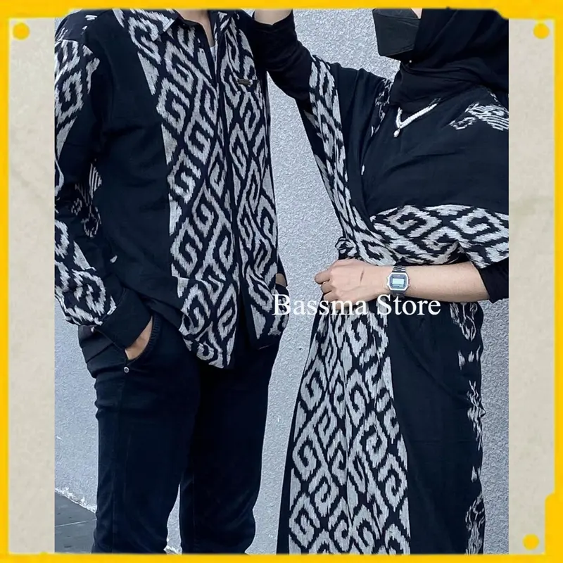 SET COUPLE TENUN BAJU KONDANGAN CLARA DRESS BLACK READY STOCK OUTFIT KEKINIAN Gamis Pendek 2