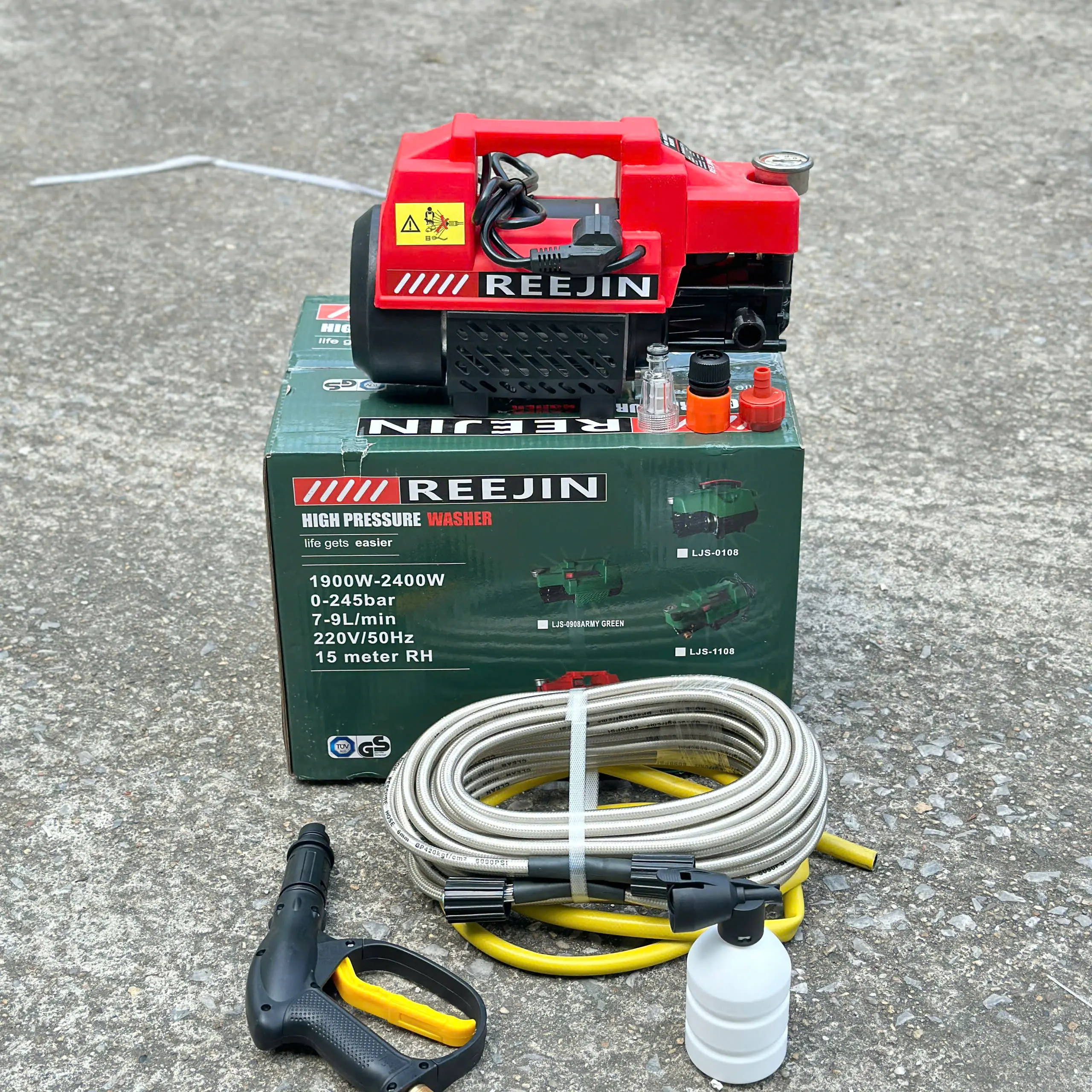 Máy Rửa Xe Cao ÁP REEJIN Công Suất 1900W Áp Lực Nước 245 Bar Hàng Chuẩn Đồng Bảo Hành 6 Tháng