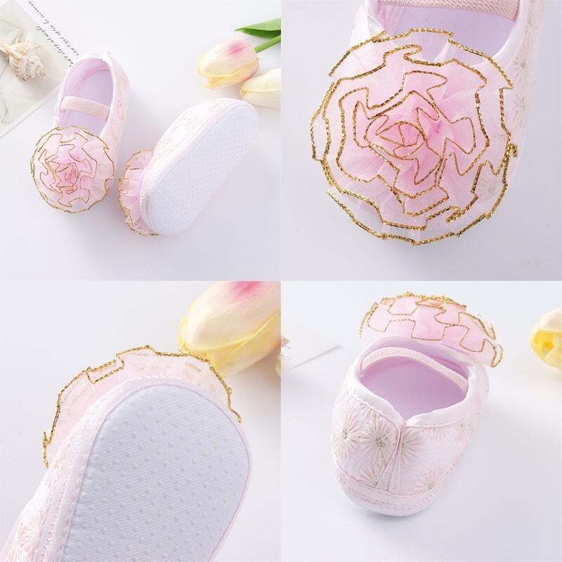Product Introduction of 0-12 Month  Hairbands Newborn Baptism Girl Lace Toddler Prewalker Footwear Cute Baby Soft Shoes 8