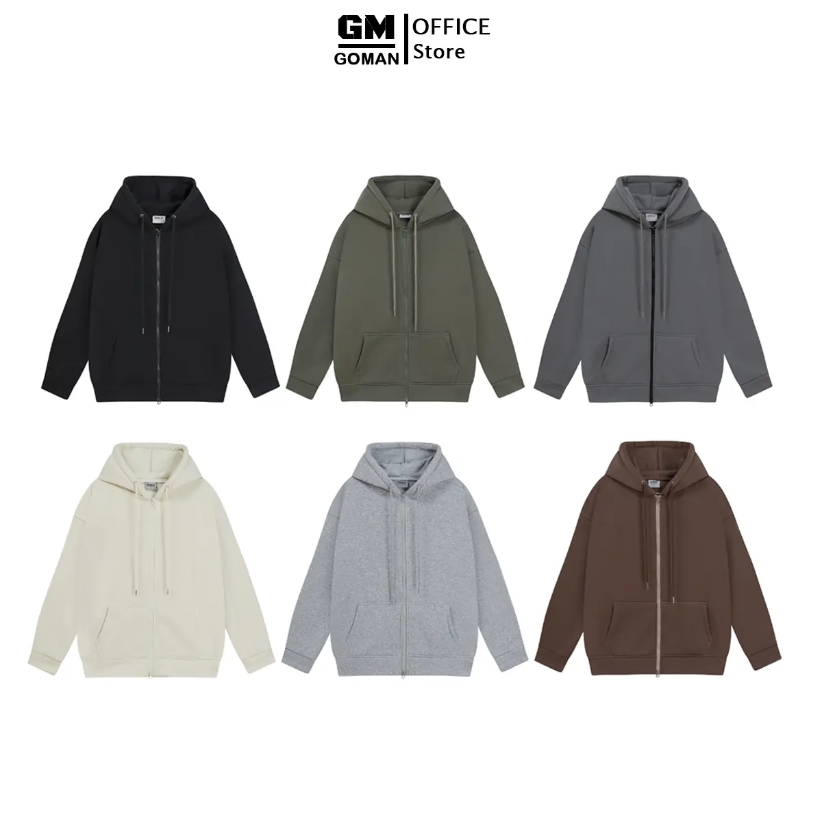 Áo Khoác Hoodie Zip Nam/Nữ basic , Chất Liệu Nỉ Bông Cotton 350gsm, Khóa 2 Chiều Cao Cấp - GOMAN
