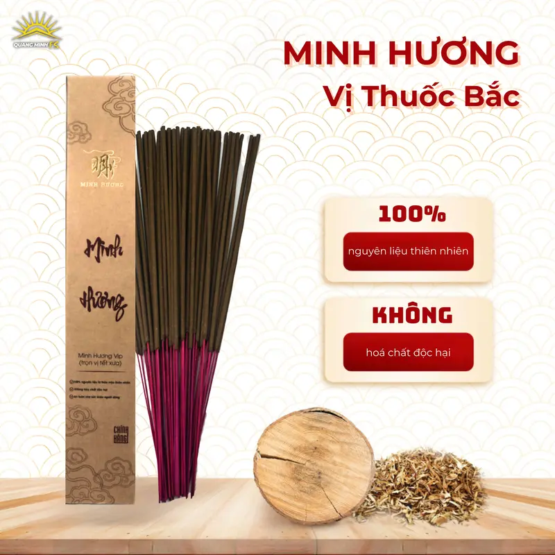 Minh Hương Vị Thuốc Bắc, hương làm từ nguyên liệu tự nhiên không cuộn tàn mùi dịu nhẹ hộp 60 nén x 34 cm 4