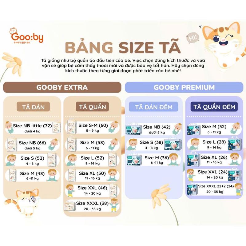 (Quà to) Combo 4 Tã/bỉm quần dán Gooby ngày - đêm chống tràn, an toàn, siêu thấm hút size NB/S/M/L/XL/XXL cho bé từ 4-20kg 7