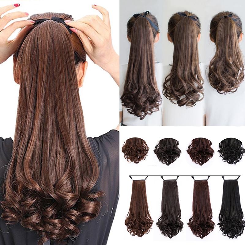 Long curly ponytail wig, light brown, wi rope clip, H connection, heat ...