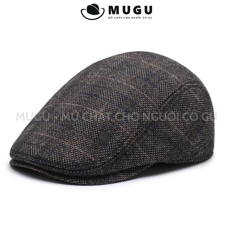 Mũ Nồi Beret Dạ Giữ Ấm Cotton Nam Cao Cấp Có Chụp Tai BR48 Mùa Đông - Nón Tránh Rét Trung Niên | MUGU Hat Voi Cap