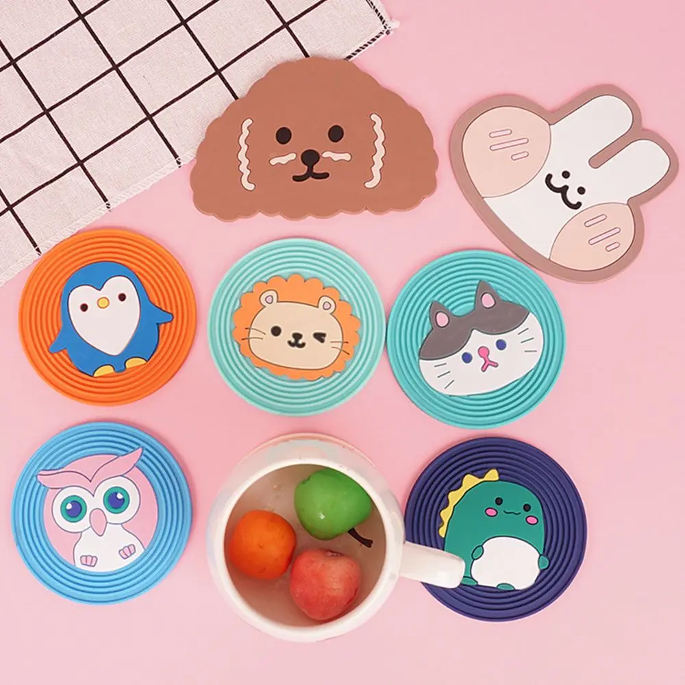 Table Decor Cute Anti Slip Insulated Pad Cartoon Heat Resistent Placemats Place Mats Silicone Coaster Cup Mat