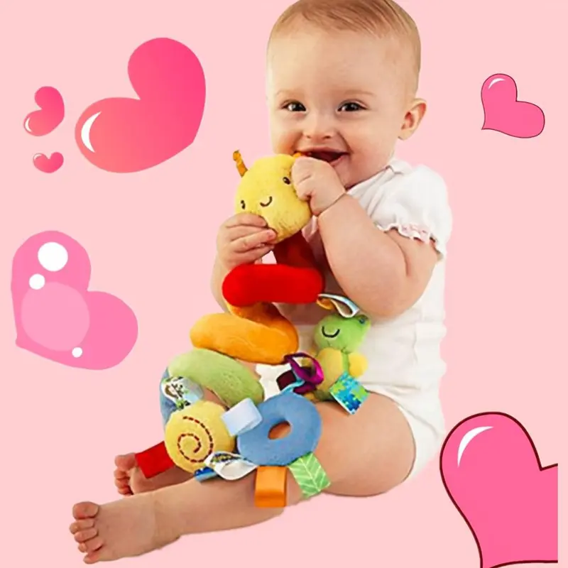 Spiral Plush Caterpillar Design Car Seat Toy, Cute Hanging Stroller Toy, Baby Car Seat Hanging Toy, Baby Toys, Car Seat Accessories 3