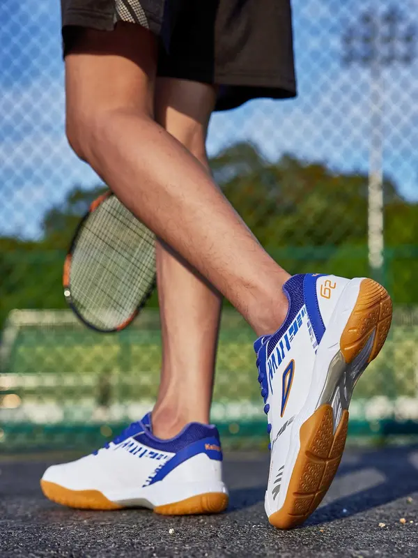 Men's Colorblock Letter Print Lace Up Badminton Shoes, Sporty Breathable Comfortable Shoes, Non-slip Badminton Training Shoes for Men 1