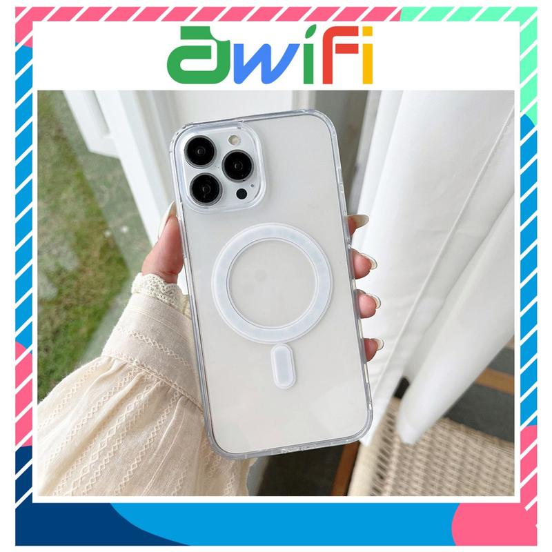 Ốp lưng iphone trong suốt hỗ trợ sạc không dây từ tính ( đóng hộp ) 11/12/13/14/pro/max/promax/plus - Awifi Y5-16
