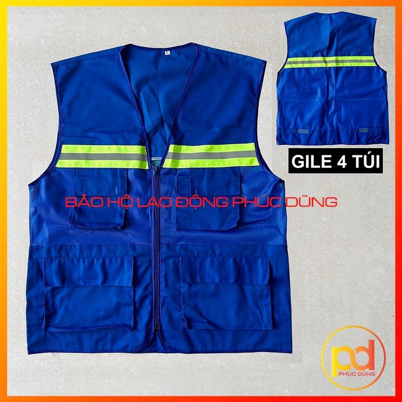 Áo gile kĩ sư công trình nam, áo gile bảo hộ phản quang khoác ngoài, 4 túi hộp tiện lợi thoáng mát thời trang 3
