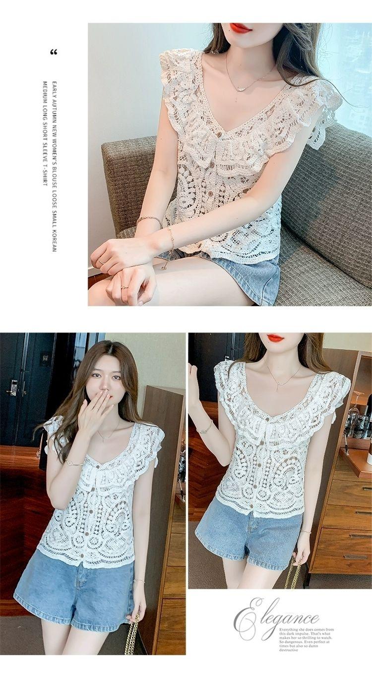 Product Introduction of Quần Áo Nữ, Bộ Sưu Tập Mùa Hè 2024, Áo Thun Ren Ngắn Khoét Lỗ Thiết Kế Đẹp, Độc Đáo Và Sang Trọng, Áo Không Tay Hàng Mới Về 15