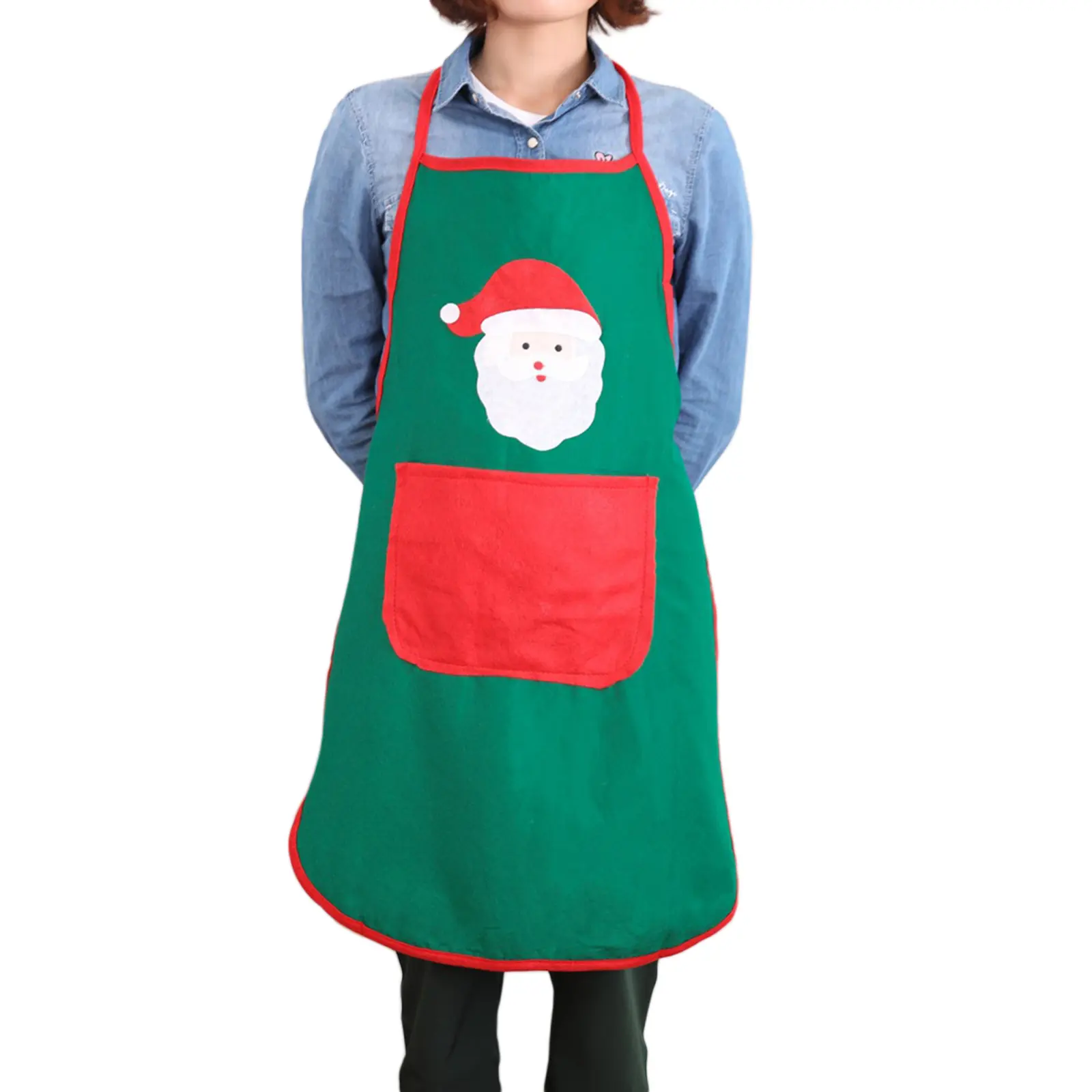 Christmas Apron Santa Colorful Decorative Cooking Apron for Kitchen