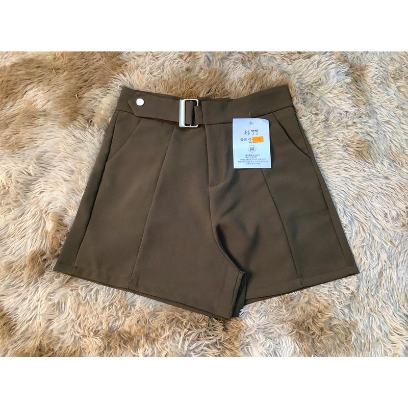 quần short cạp cao đai có cúc bấm _quần short cạp cao Nữ Pants 2