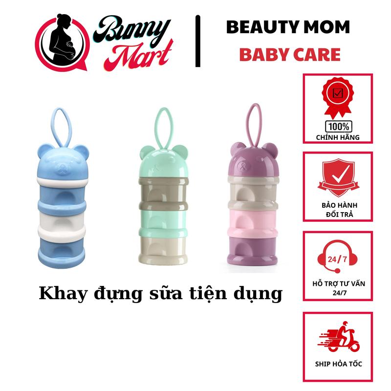 Khay chia sữa, hộp chia sữa bột 3 tầng có quai cầm tiện lợi cho bé Trữ Sữa Đựng Sữa Bột