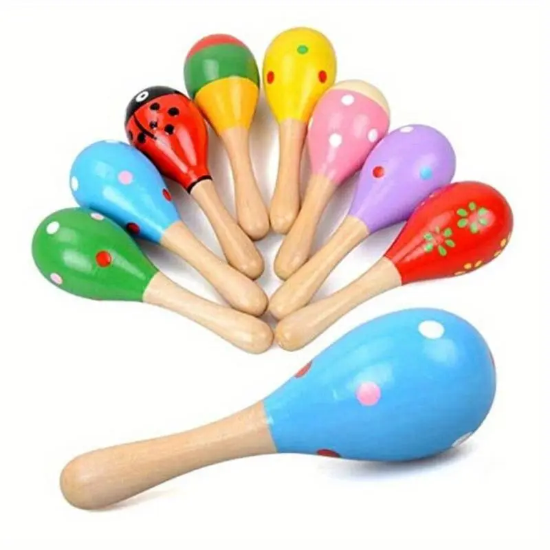 Random Color Wooden Maracas, 2 Counts/set Handheld Colorful Maracas Toy, Musical Instrument Toy, Early Educational Toy for Kids, Toys for Christmas, Girls Birthday Gift, Kids Toys, Valentine's Day Gift, Toys 6