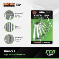 Gambar HIOSHI /Kunci L Set/10Pcs/1.5-10mm/Hex Key/Blister Card/ HITAM/ PUTIH/CROOM/55# - ECO - Putih dari HioshiToolsOfficial Kota Bandung 4 Tokopedia