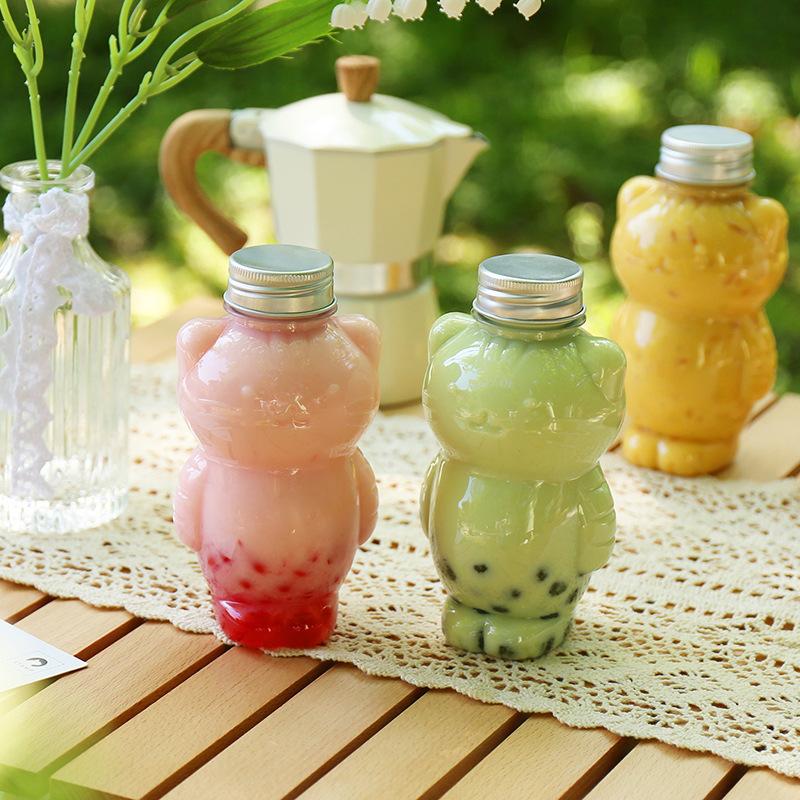 Product Introduction of Cat Bottles 1Pcs Kawaii Cat Water Bottles for Milk Tea Coffee Juice Portable Drinking Cup Home Transparent Juicing Beverage Drink Bottle BPA Free 33
