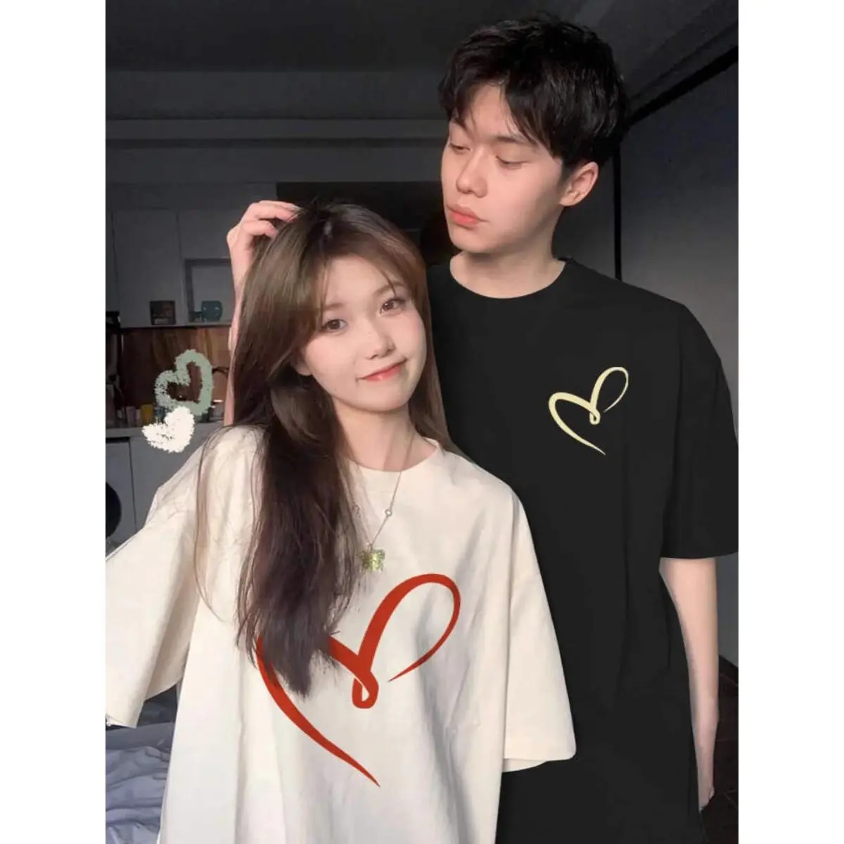 New 100% Cotton Short Sleeve Couple T-shirt Oversize Woman Loose Men