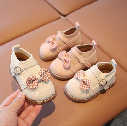 Bốt Giày Búp Bê Cổ Chun Cao Ôm Chân Bé Đính Nơ Tiểu Thư Cho Bé Gái 0-3 Tuổi K159