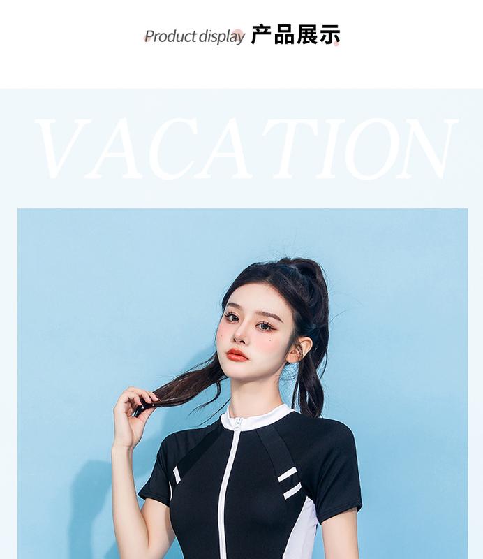 Product Introduction of Swimsuit 2024 New Student Skirt Vacation Hot Spring Fashion Sports Cover Belly Slimming One-Piece Swimsuit 2