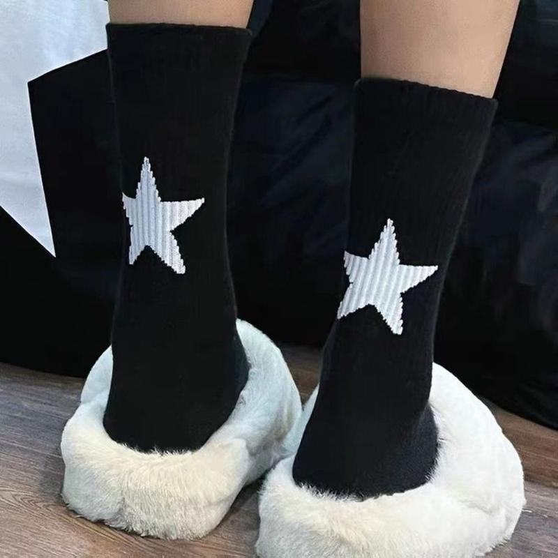 Tất Ngôi Sao Năm Cánh Màu Đen Và Trắng Cho Nam Và Nữ, Tất Thể Thao Cá Nhân Đơn Giản Trên Đường Phố, Hợp Thời Trang, Cho Cặp Đôi, Mới 2