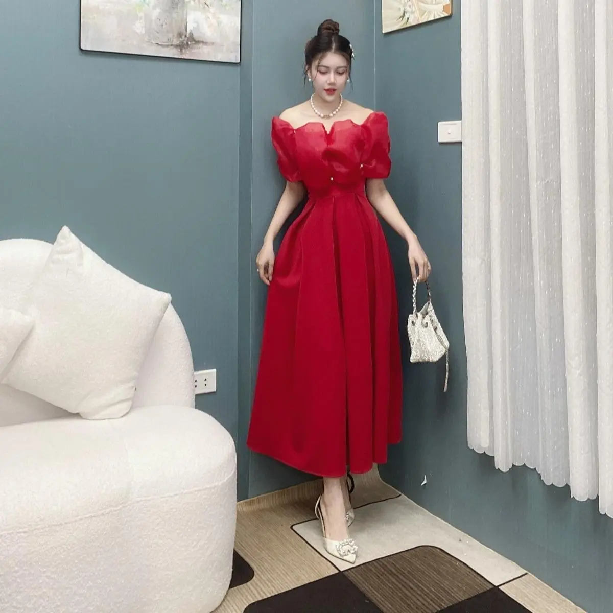 Váy Thiết Kế VQLADY D7 Đầm thiết kế dáng xoè   sang chảnh  đi chơi và đi dự tiệc Dress Women