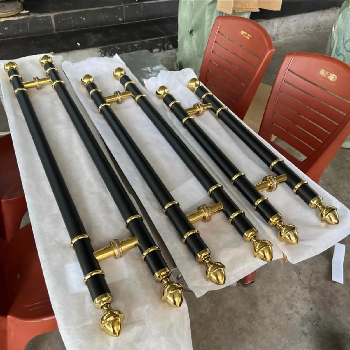 Tay nắm cửa nhôm, cửa thủy lực (cặp 2 cái) - Tay sen tim 400-600-800 dài 80cm-1m-1m2