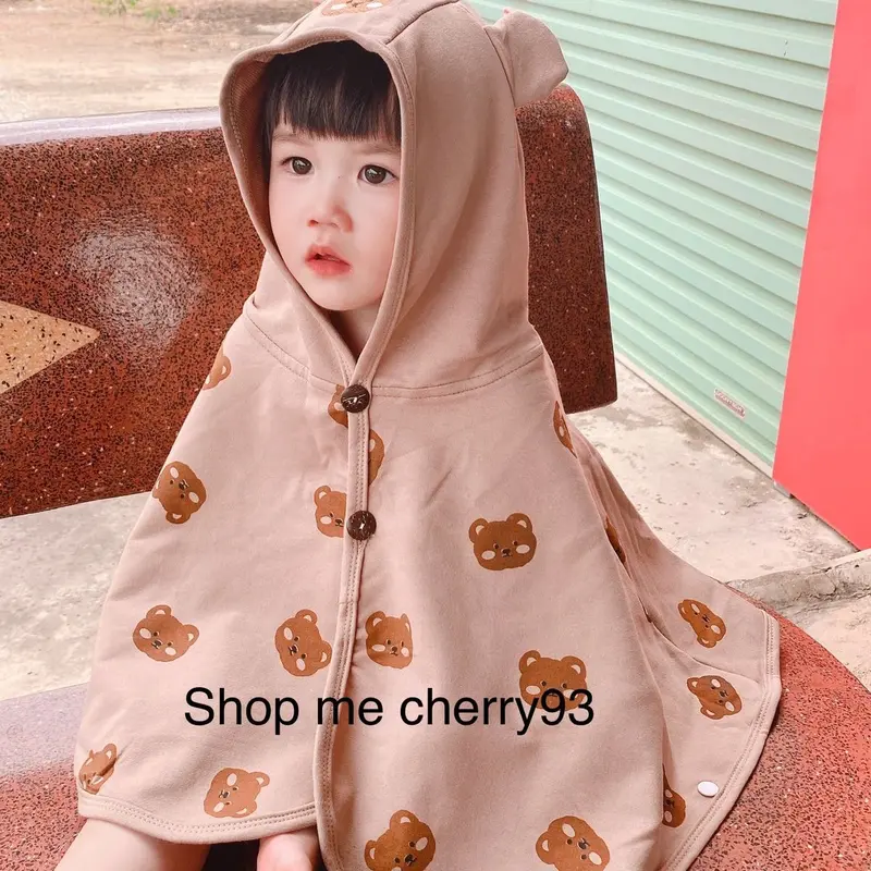 Áo choàng đi nắng-đi tiêm hình gấu cho bé hàng siêu hót quảng châu tay có cúc bấm 6