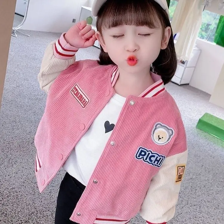 Áo Khoác Bóng Chày Cho Bé Gái, Bộ Sưu Tập Mùa Xuân Và Mùa Thu 2023, Phong Cách Phương Tây, Hàng Mới Về, Phong Cách Người Nổi Tiếng Trên Internet, Thích Hợp Cho Bé Gái, Quần Áo Trẻ Em Mùa Thu, Làm Bằng Lông Cừu