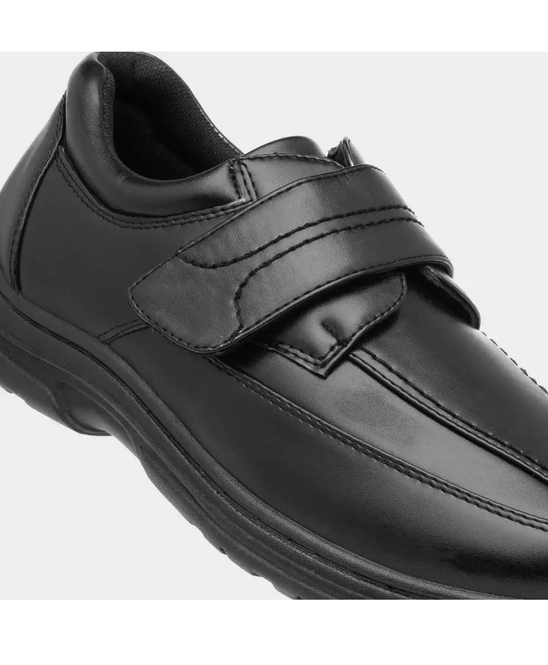 MENS BLACK TOUCH FASTENING SHOES COMFORT  Walking Shoes TRUE TO SIZE Formal Footwear