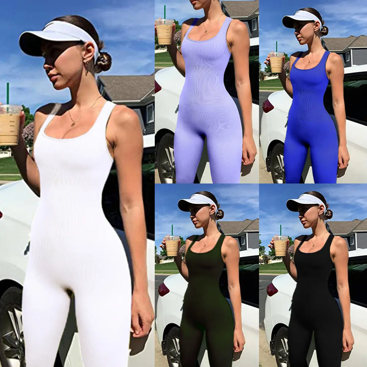 2025 new basic sexy camisole tight jumpsuit yoga fitness jumpsuit