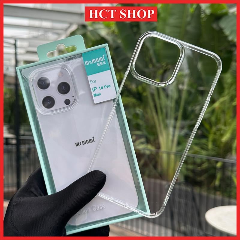 Ốp lưng cứng viền cứng trong suốt SIÊU MỎNG Memumi CHỐNG Ố VÀNG cho iPhone 12, 13, 14, 15, 16Promax