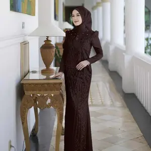 Leona Dress Gamis Silk Brukat Payet Mewah