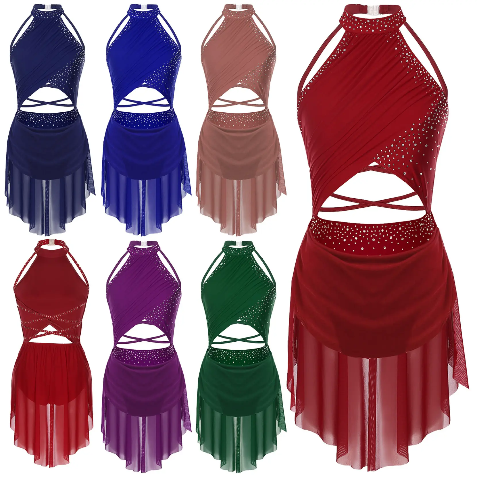 Váy Leotard Kim Cương Giả Lấp Lánh, Dành Cho Nữ, Chyoo, Thích Hợp Cho Khiêu Vũ Ly Họa, Trang Phục Khiêu Vũ Đương Đại