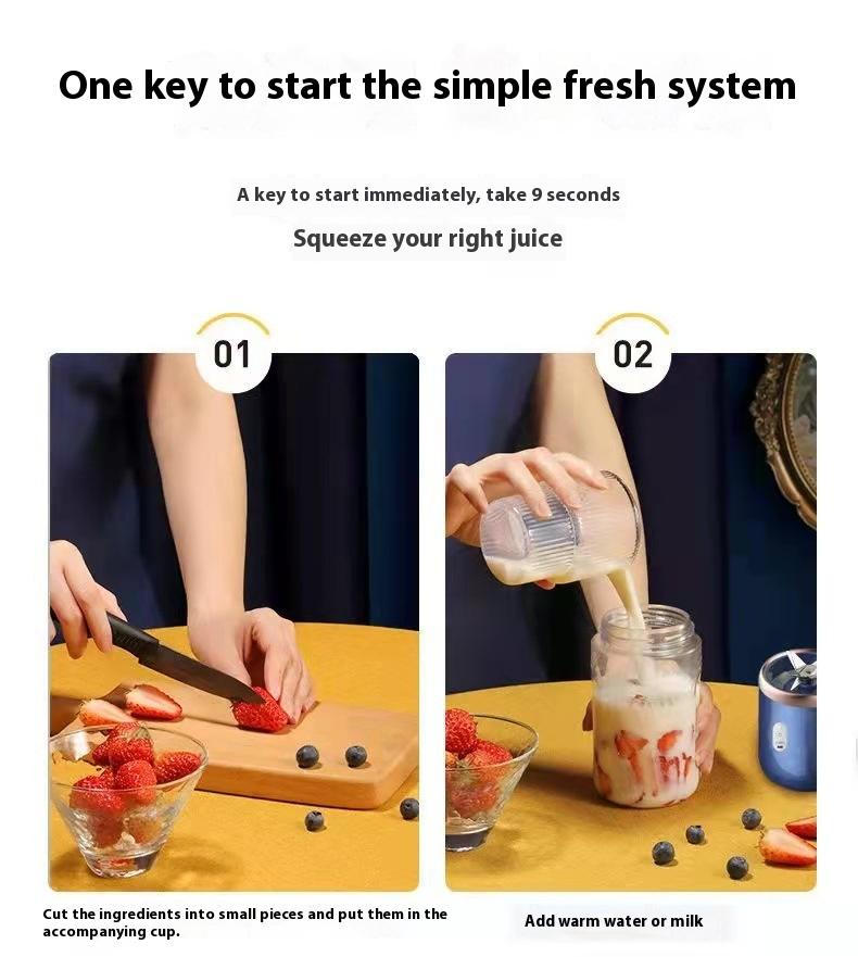 Product Introduction of Juicer Cup Portable Charging Small Household Juice Cups Student Automatic Multifunction Juicer Powerful power, fast juicing, one-button cleaning function, multi-scene applicable juicer 19