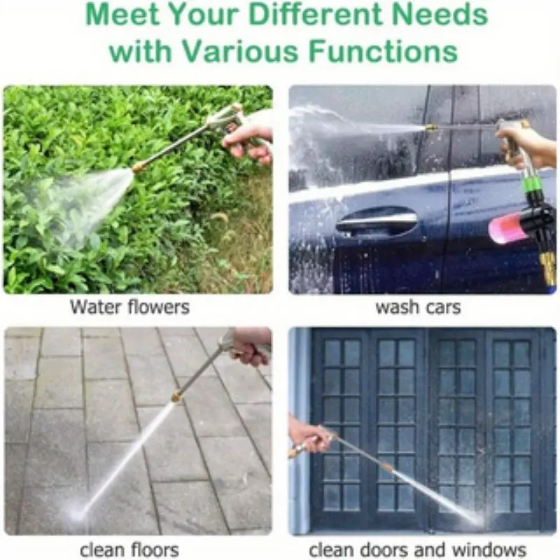 Garden Hose Nozzle, High Pressure Spray Tool, 360° Rotating Water Adjustment for Car Washing, Outdoor Gardening, Pets Shower, Patio Cleaning 6