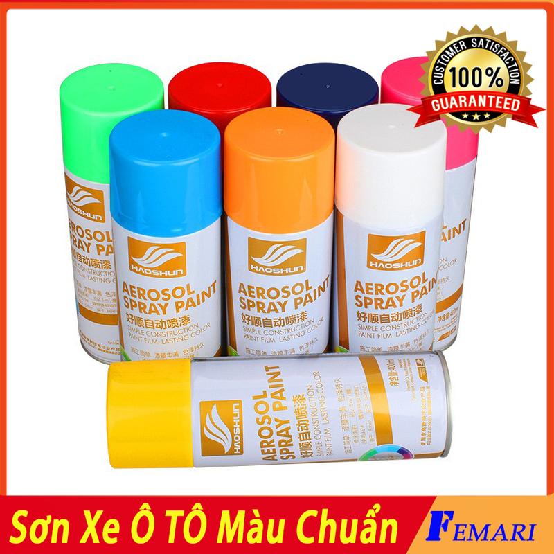  Sơn xe máy ô tô chuẩn màu - Sơn xịt màu trắng đen đỏ mận bạc vàng cát,xanh - Xóa vết xước xe -  HAOSHUN 