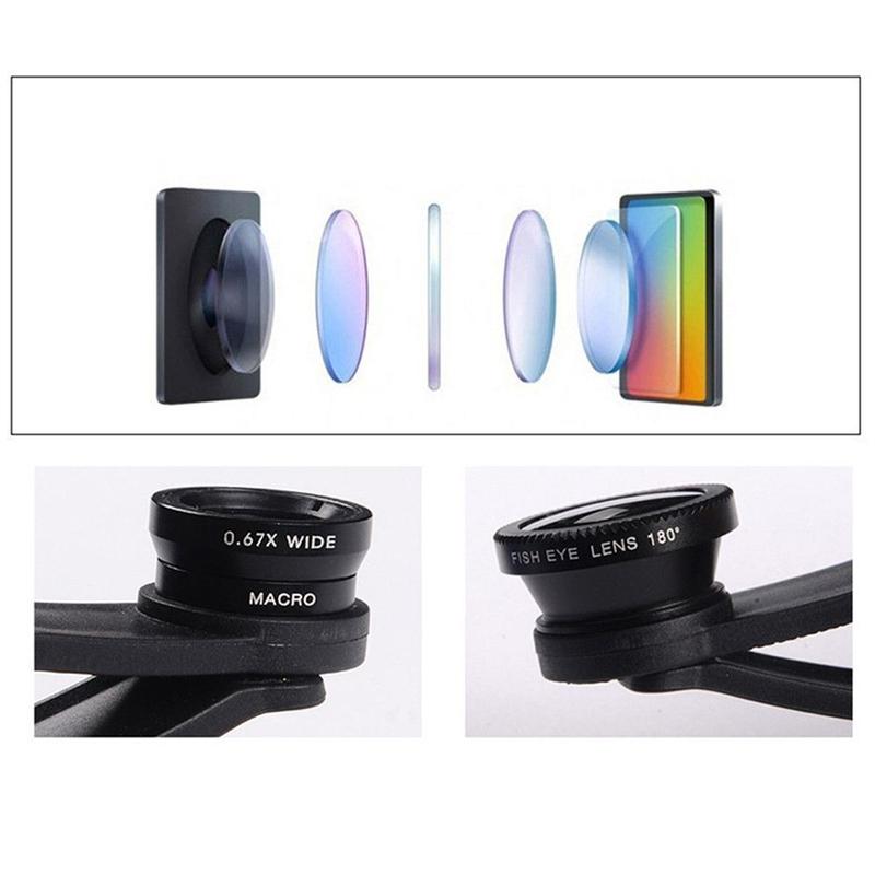 Phone Lens Clip On Wide Angle Macro Camera Lens Kit Fish Eye For Smart Phone 1