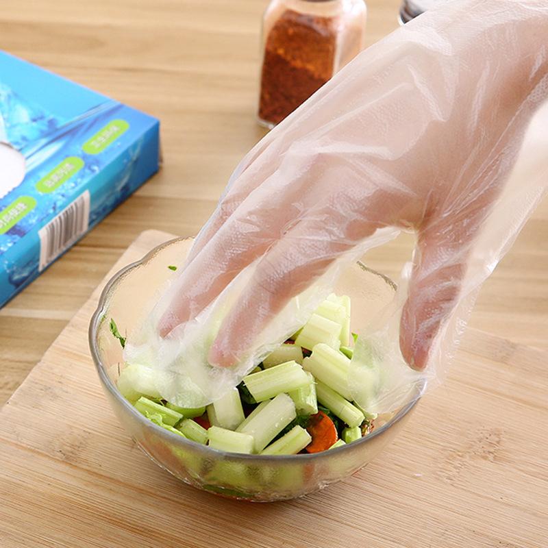Product Introduction of 100/200pcs Latex Free Gloves PE Disposable Gloves Transparent Non-Slip Acid Work Safety Food Grade Household Cleaning Gloves 20