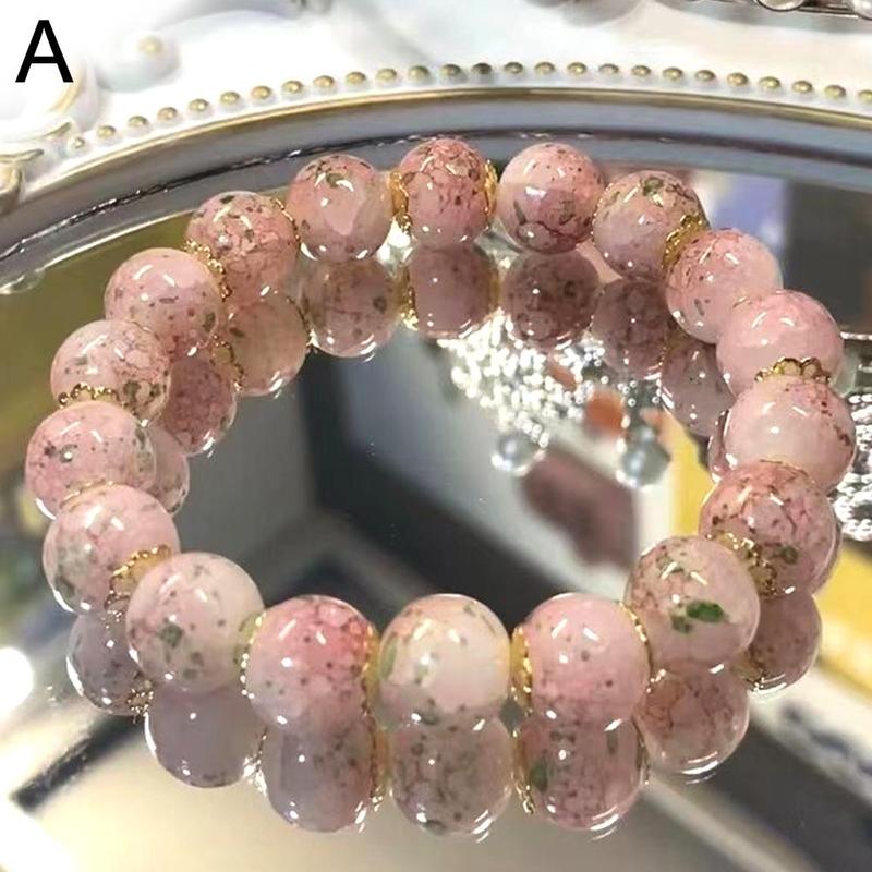 Product Introduction of Cherry Blossom Glass Beaded Bracelet Elegant Flower Bracelet For Women Fashion Accessories Gifts 19