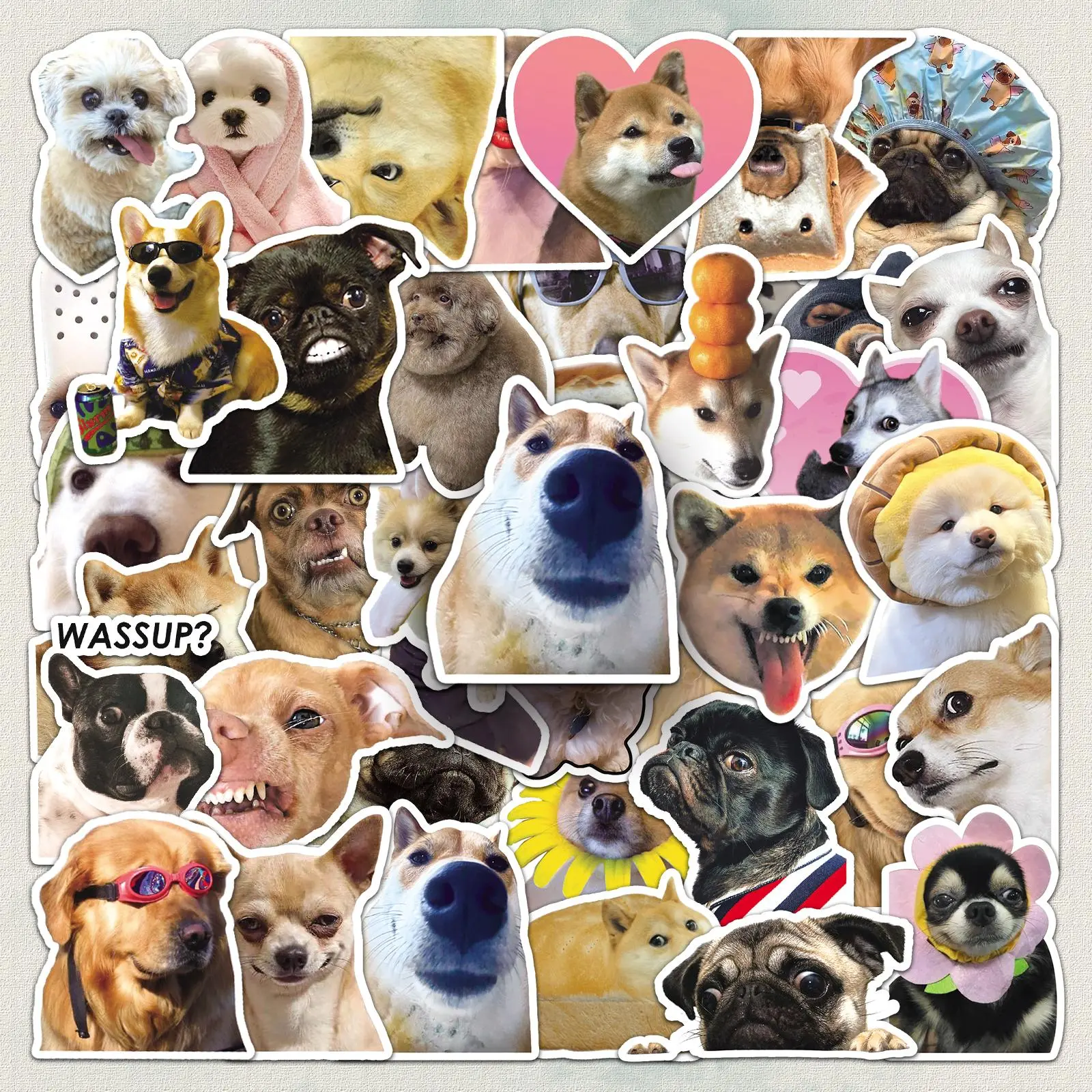 Cute Dog Pattern Phone Sticker, 50pcs/set Creative Cartoon Sticker, Decorative Sticker for Phone Case, Car, Skateboard, Luggage, Water Bottle