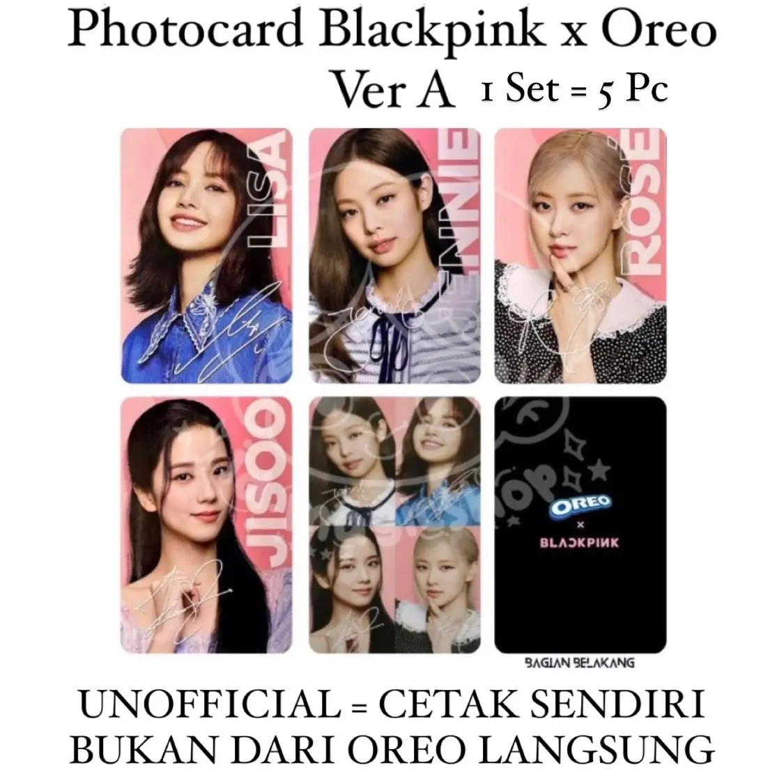 Photocard Oreo x Blackpink (1 set = 5 Pc)