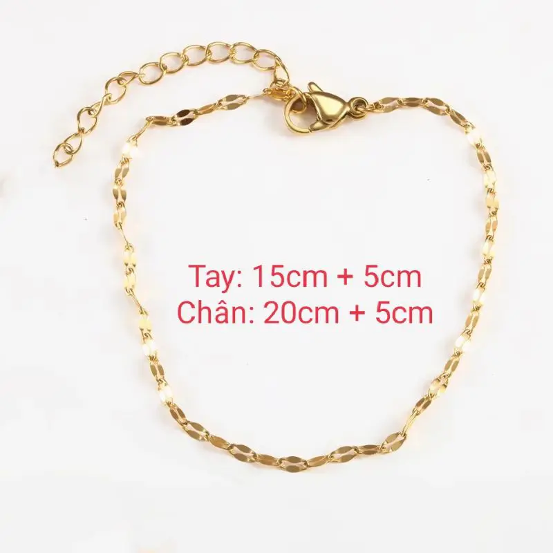 Lắc tay lắc chân inox kiểu lá me đơn giản sáng đẹp không đen 8