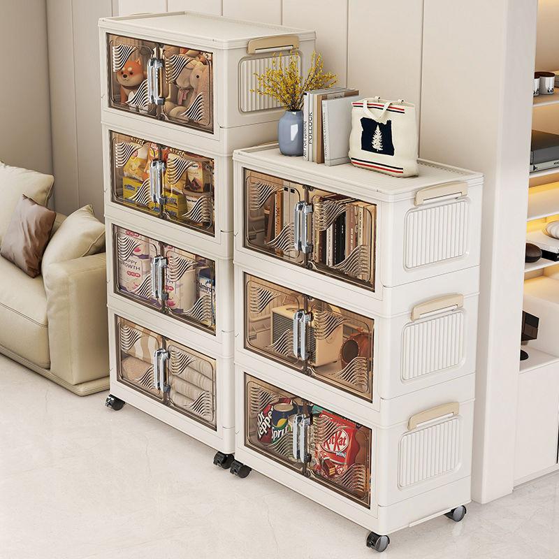 Product Introduction of Foldable Storage Cabinet, Multi-layer Dustproof Storage Box with Door, Multifunctional Storage Organizer for Living Room Bedroom Kitchen, Organization 0