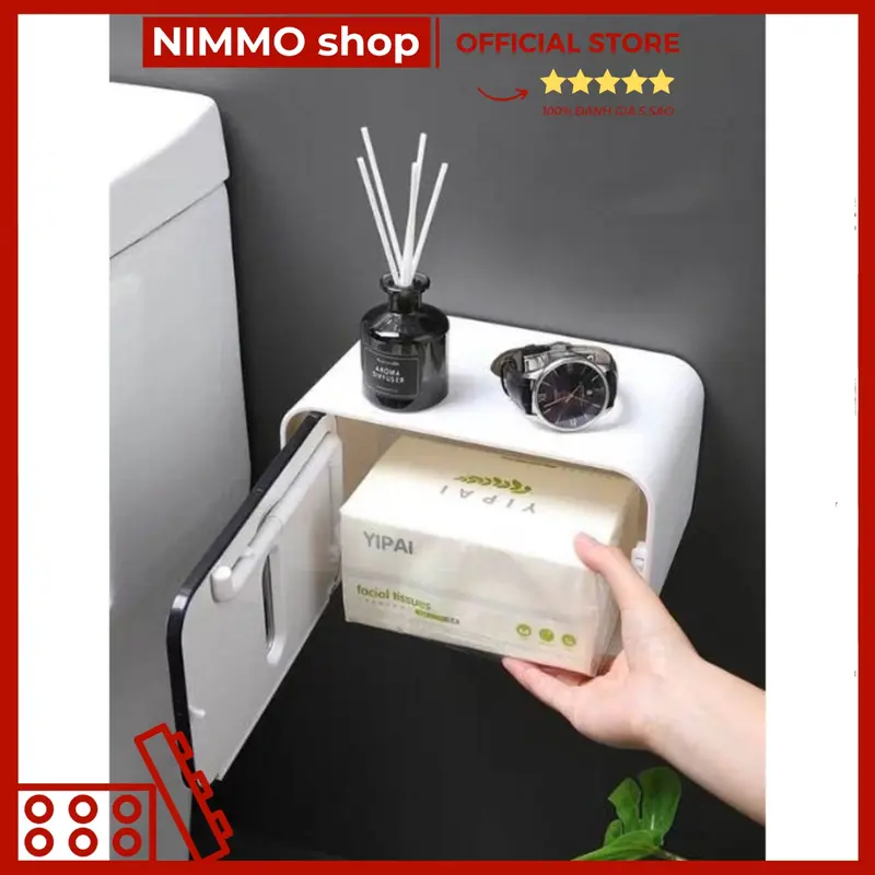 Hộp Đựng Giấy Vệ Sinh Chữ Nhật Dán Tường Cao Cấp Chống Nước, Tiện Lợi Nimmo Shop Nhà Tắm, Toilet 3