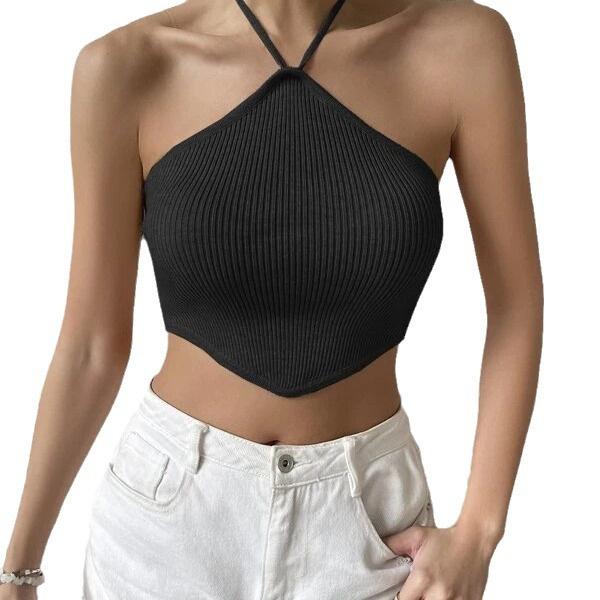 Women's Strapless Tie Knit Vest Top - Apricot 4