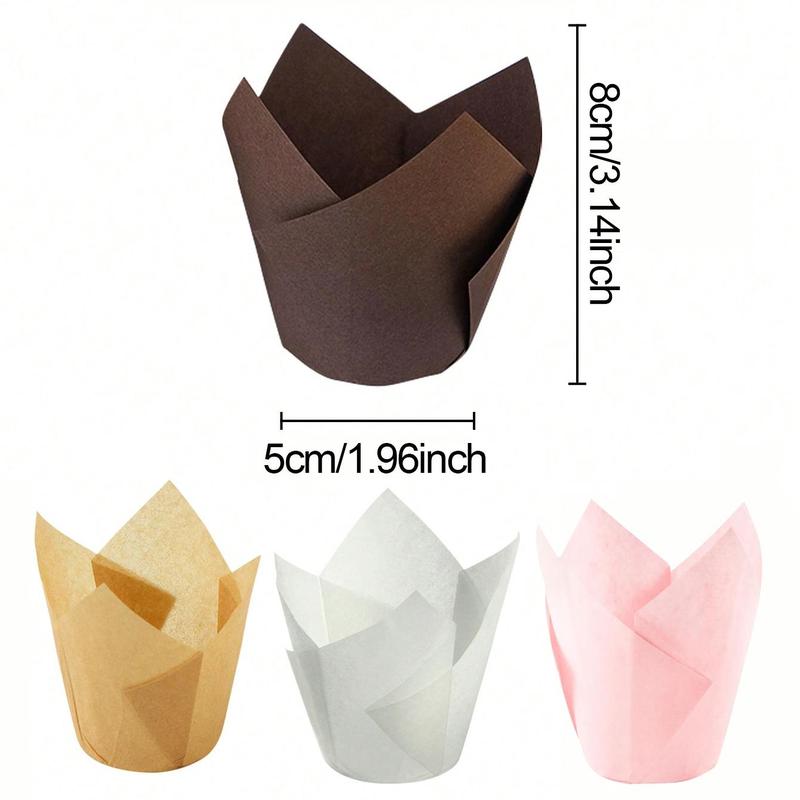 Tulip Shaped Cupcake Paper Cup, 100/200pcs Oil-proof Baking Mold, Baking Cup for Wedding & Party 1