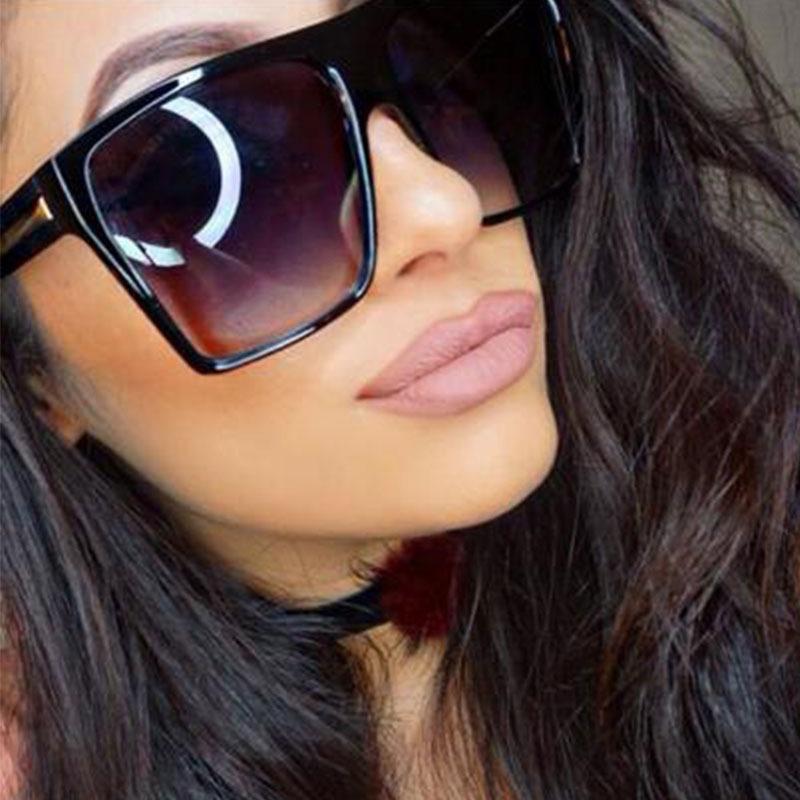 Product Introduction of New Large Frame Square Sunglasses Female Personality Metal Strip Sunglasses Trendy Glasses 0
