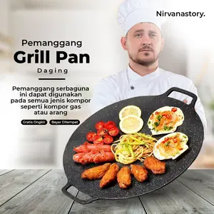 Grill Pan Korean Alat Panggang Daging Alat Pemanggang Panci BBQ Non stick