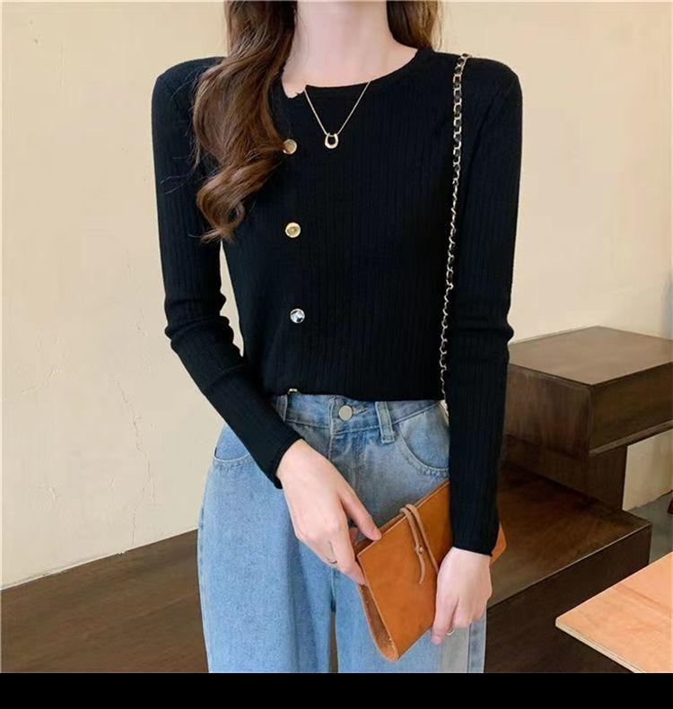 Product Introduction of Slim Fit Skinny Short Long Sleeve Bottoming Sweater Top Western Style Inner Wear Sweater Women's Autumn and Winter Wild Basic Simple Knitwear Womenswear 11